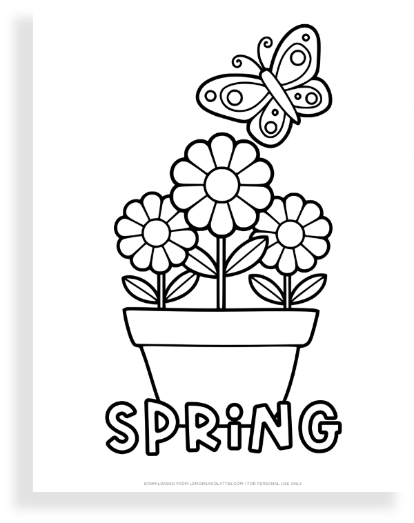 flowers in a pot coloring page