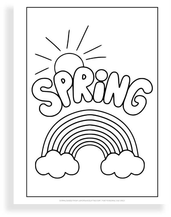 spring rainbow coloring page
