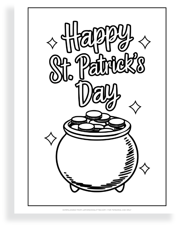 happy St. Patrick's day coloring page