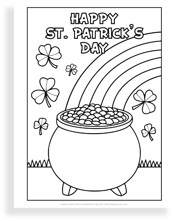 rainbow and pot of gold coloring page