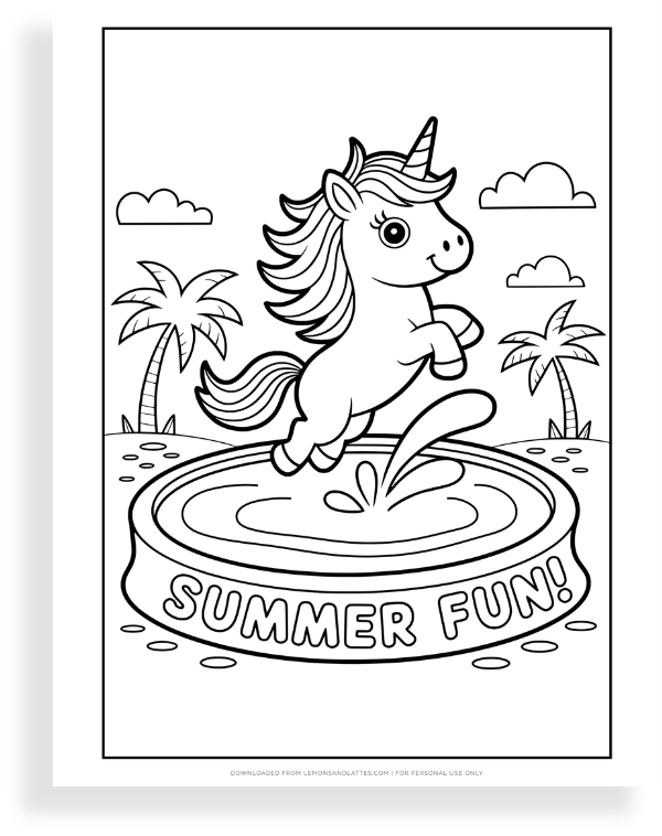 unicorn jumping out of a pool