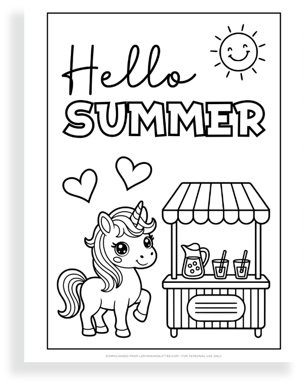 hello summer coloring page