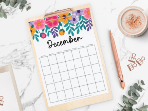 blank floral calendar printables