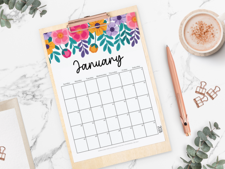 free printable 2026 monthly calendars