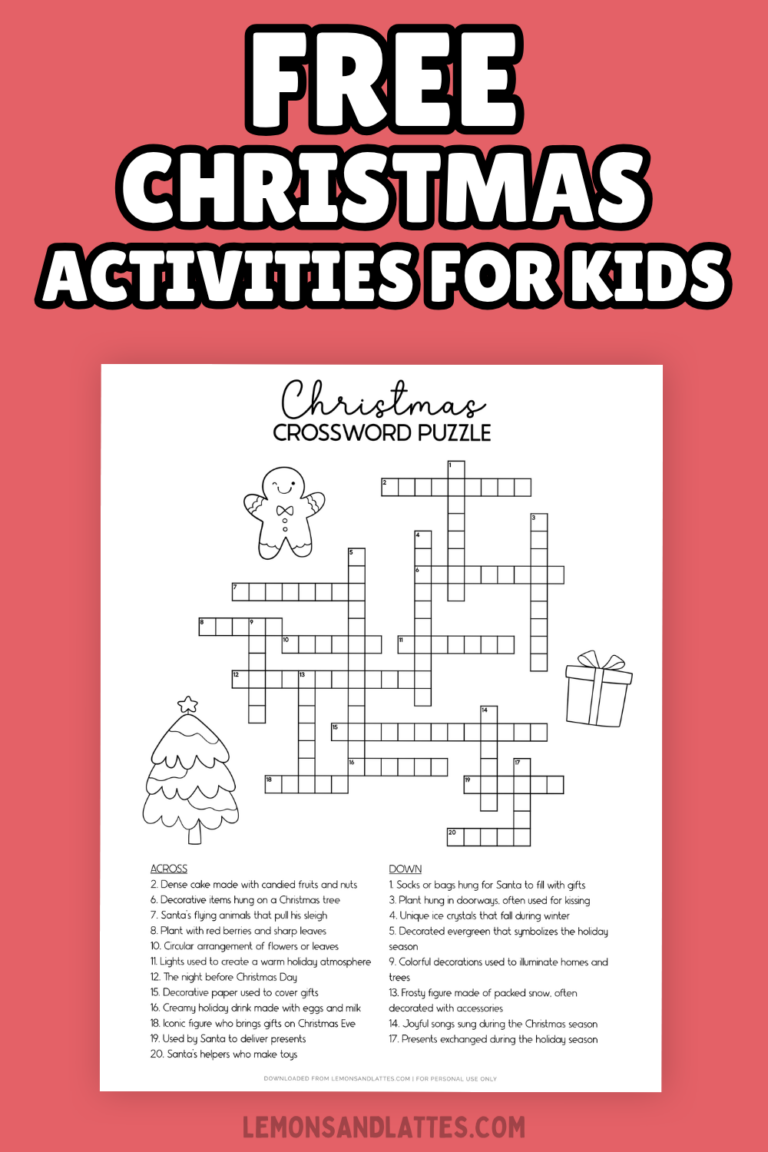 free printable christmas activities for kids-crossword puzzle - Lemons ...