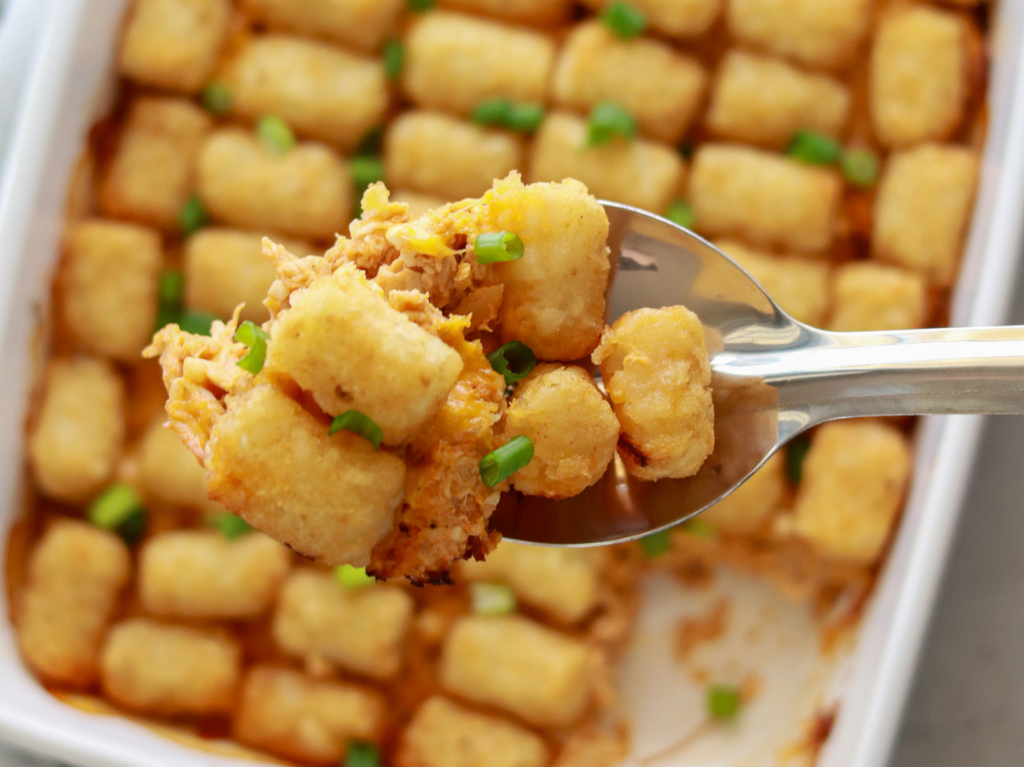 Easy Buffalo Chicken Tater Tot Casserole